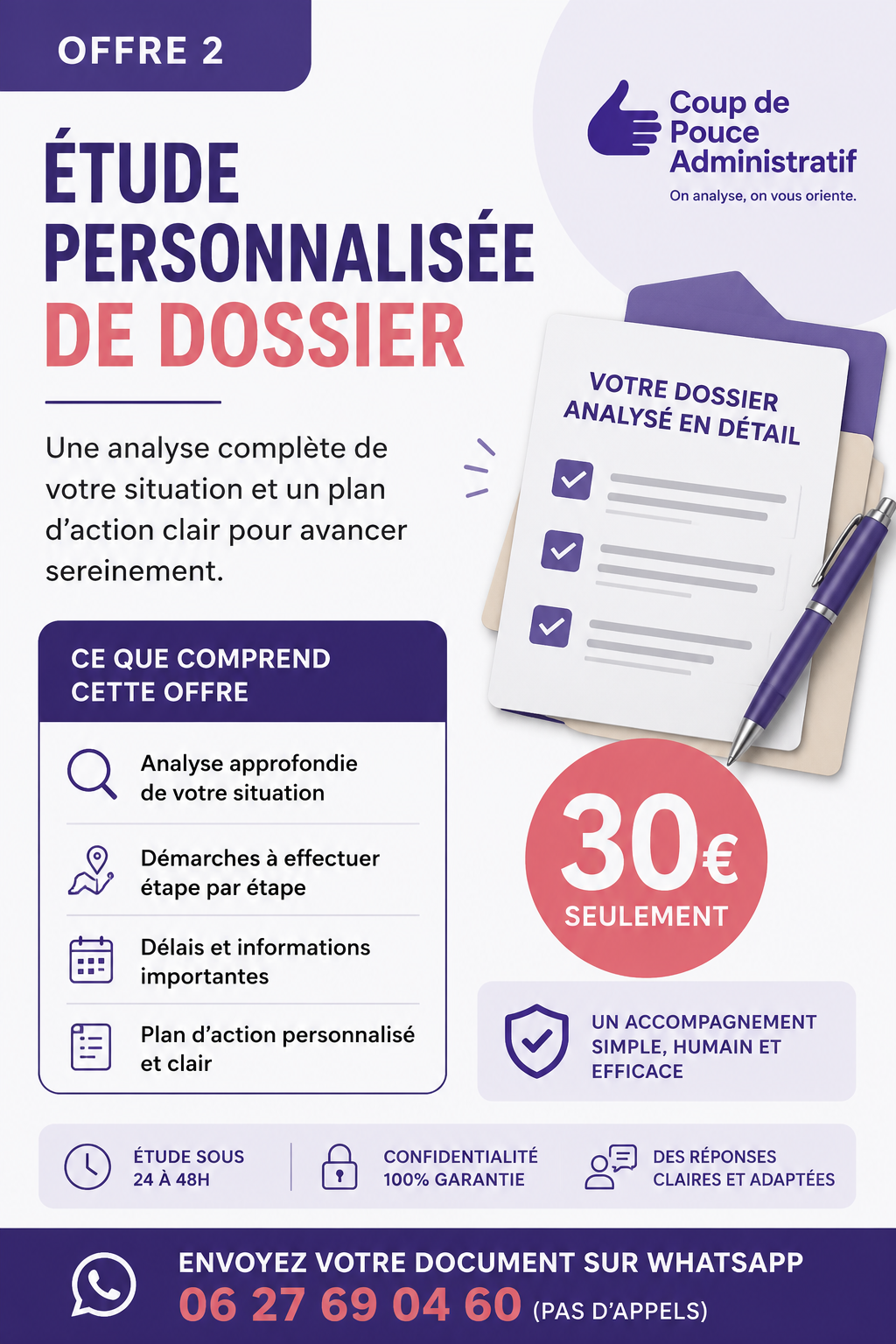 📄 Étude personnalisée de dossier 30 €